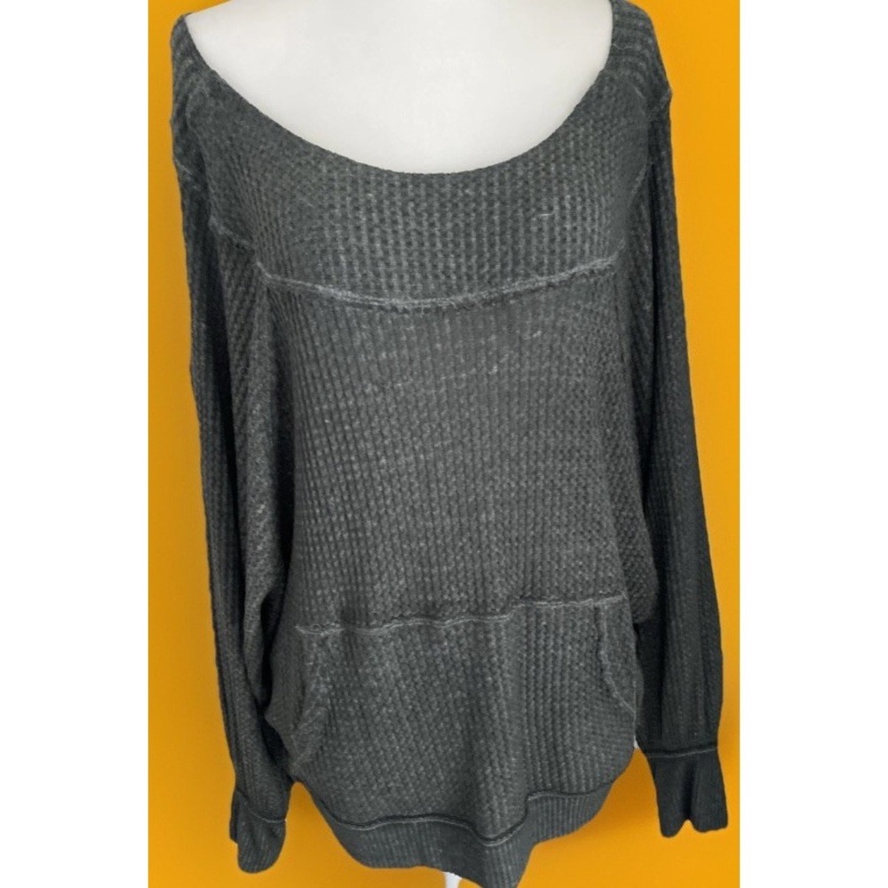 We The Free Waffle Knit Off The Shoulder Size XS Top Olive Green